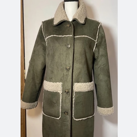 Michael Kors Jackets & Blazers - Michael Kors Faux Shearling Coat Olive Hazelnut Warm Winter Size Large.‎ NWT.
